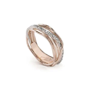 Filodellavita Classic 7 fili in Oro Giallo / Oro Rosa 9kt e riviere in Oro Bianco con 16 Diamanti Bianchi | Rubinia Gioielli Sale