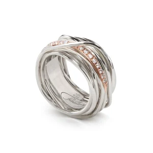 Filodellavita Classic 13 Fili in Argento 925, riviere in Oro Rosa 9kt e 16 Diamanti Bianchi | Rubinia Gioielli New