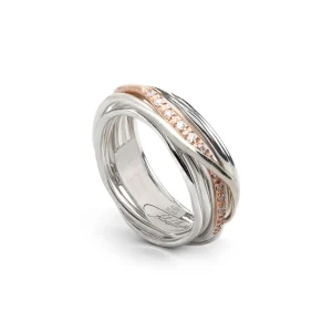 Filodellavita Classic 7 Fili in Argento 925, riviere in Oro Rosa 9kt e 16 Diamanti Bianchi | Rubinia Gioielli Online