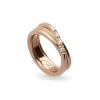 Filodellavita Classic 3 fili spesso in Oro Rosa o Giallo 9kt e 3 Diamanti Bianchi | Rubinia Gioielli Sale
