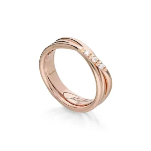 Filodellavita Classic 3 fili Oro Rosa o Giallo 9kt e 3 Diamanti Bianchi | Rubinia Gioielli New