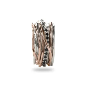 Filodellavita Classic 13 fili in Oro Rosa 9kt, Argento 925 e 16 Diamanti Black / Brown | Rubinia Gioielli Discount