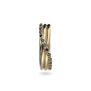 Filodellavita Classic 3 fili in Oro Giallo 9kt e 12 Diamanti Brown / Black | Rubinia Gioielli Fashion