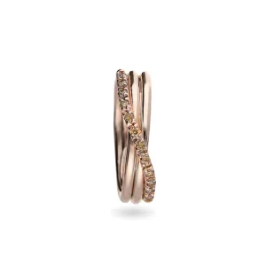 Filodellavita Classic 3 fili in Oro Rosa 9kt e 12 Diamanti Brown / Black | Rubinia Gioielli Discount