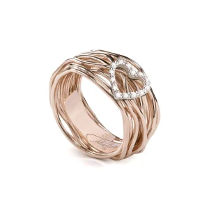 Filodellavita Classic 13 fili in Oro Rosa/Giallo 9kt e cuore di Diamanti bianchi | Rubinia Gioielli Sale
