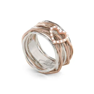 Filodellavita Classic 13 fili in Argento 925, Oro Rosa/Giallo 9kt e cuore di Diamanti bianchi | Rubinia Gioielli Outlet