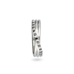 Filodellavita Classic 3 fili in Argento 925 e 12 Diamanti Brown / Black | Rubinia Gioielli Hot