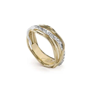Filodellavita Classic 7 fili in Oro Giallo / Oro Rosa 9kt e riviere in Oro Bianco con 16 Diamanti Bianchi | Rubinia Gioielli Sale