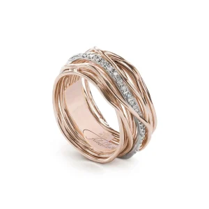 Filodellavita Classic 13 fili in Oro Giallo / Oro Rosa 9kt e riviere in Oro Bianco con 16 Diamanti Bianchi | Rubinia Gioielli New