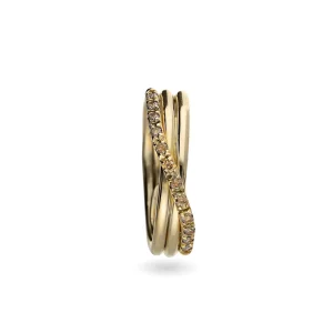 Filodellavita Classic 3 fili in Oro Giallo 9kt e 12 Diamanti Brown / Black | Rubinia Gioielli Fashion