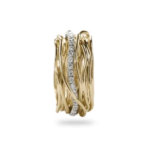 Filodellavita Classic 13 fili in Oro Giallo / Oro Rosa 9kt e riviere in Oro Bianco con 16 Diamanti Bianchi | Rubinia Gioielli New