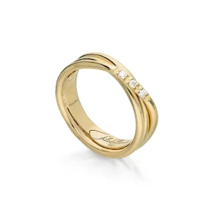 Filodellavita Classic 3 fili Oro Rosa o Giallo 9kt e 3 Diamanti Bianchi | Rubinia Gioielli New