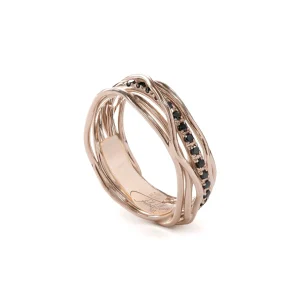 Filodellavita Classic 7 fili in Oro Rosa 9kt e 16 Diamanti Black / Brown | Rubinia Gioielli Clearance