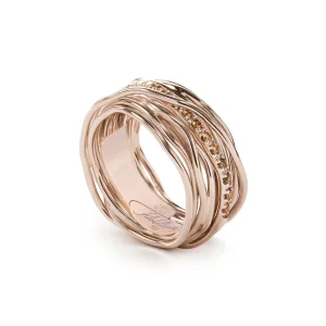Filodellavita Classic 13 fili in Oro Rosa 9kt e 16 Diamanti Brown / Black | Rubinia Gioielli Best