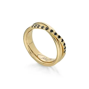 Filodellavita Classic 3 fili in Oro Giallo 9kt e 12 Diamanti Brown / Black | Rubinia Gioielli Fashion