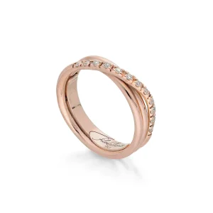 Filodellavita Classic 3 fili in Oro Rosa / Oro Giallo 9kt e 12 Diamanti Bianchi | Rubinia Gioielli Fashion