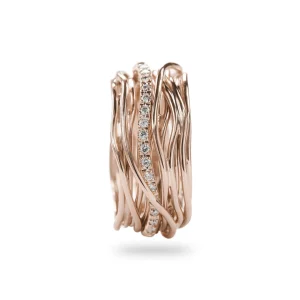 Filodellavita Classic 13 fili in Oro Giallo 9kt / Rosa e 16 Diamanti Bianchi | Rubinia Gioielli Hot