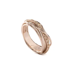 Filodellavita Classic 7 fili in Oro Rosa 9kt e 16 Diamanti Black / Brown | Rubinia Gioielli Clearance