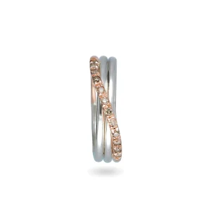 Filodellavita Classic 3 fili in Oro Rosa o Oro Giallo 9kt Argento 925 e 12 Diamanti Brown / Black | Rubinia Gioielli Clearance