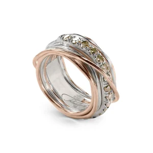 Filodellavita Prezioso - 13 fili in Oro Rosa/Giallo 9kt, Argento 925 e Diamanti Brown | Rubinia Gioielli Online