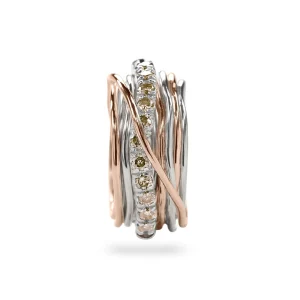 Filodellavita Prezioso - 13 fili in Oro Rosa/Giallo 9kt, Argento 925 e Diamanti Brown | Rubinia Gioielli Online