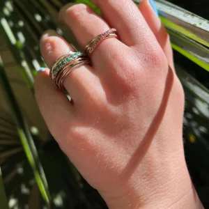 Filodellavita Prezioso 13 fili in Oro Rosa 9kt e Smeraldi | Rubinia Gioielli Sale