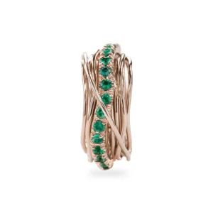 Filodellavita Prezioso 13 fili in Oro Rosa 9kt e Smeraldi | Rubinia Gioielli Sale