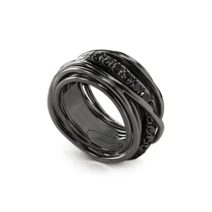 Filodellavita Rock 13 fili in Argento 925 brunito e Diamanti Black | Rubinia Gioielli Fashion
