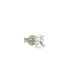 Mono orecchino con iniziale in Oro Bianco 9kt e Diamanti | Rubinia Gioielli Hot
