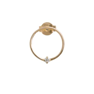 Mono Orecchino Filodamore in Oro Giallo 9kt Cerchio medio e Diamante Bianco | Rubinia Gioielli Sale
