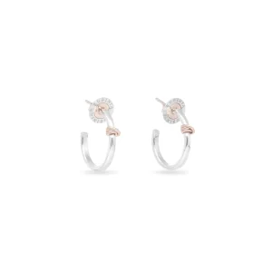 Orecchini a cerchio in Argento 925 con tre fili in Oro Rosa 9kt | Rubinia Gioielli Discount