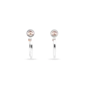 Orecchini a cerchio in Argento 925 con tre fili in Oro Rosa 9kt | Rubinia Gioielli Discount