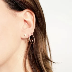 Orecchini Filodamore a Lobo da 5 mm in Oro Rosa 9kt con Stella Piccola | Rubinia Gioielli Discount