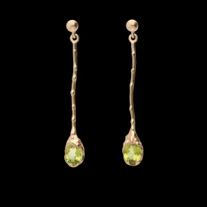 Orecchini lunghi in Oro Giallo 9kt e Peridot | Rubinia Gioielli Clearance