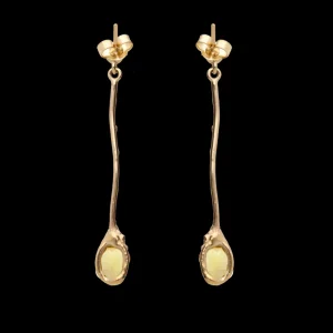 Orecchini lunghi in Oro Giallo 9kt e Quarzo Lemon | Rubinia Gioielli Discount