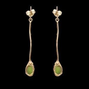 Orecchini lunghi in Oro Giallo 9kt e Peridot | Rubinia Gioielli Clearance