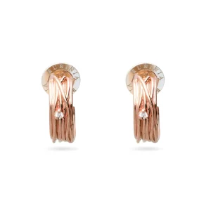 Orecchini Mini Grandi da 1cm 13 Fili in Oro 9kt e 2 Diamanti Bianchi 0.05 ct totali | Rubinia Gioielli Clearance