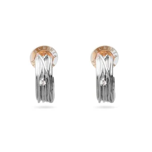 Orecchini Mini Grandi da 1cm 13 Fili in Oro 9kt e 2 Diamanti Bianchi 0.05 ct totali | Rubinia Gioielli Clearance