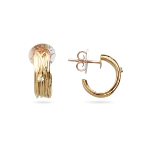 Orecchini Mini Grandi da 1cm 13 Fili in Oro 9kt e 2 Diamanti Bianchi 0.05 ct totali | Rubinia Gioielli Clearance