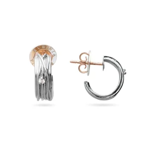 Orecchini Mini Grandi da 1cm 13 Fili in Oro 9kt e 2 Diamanti Bianchi 0.05 ct totali | Rubinia Gioielli Clearance