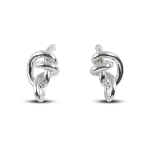 Orecchino Nodi d'Amore in Argento 925 e Diamant Bianchi | Rubinia Gioielli Clearance