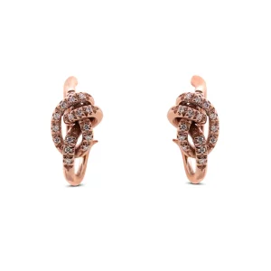 Orecchino Nodi d'Amore in Oro Rosa 9kt e 28 Diamanti Bianchi | Rubinia Gioielli Sale