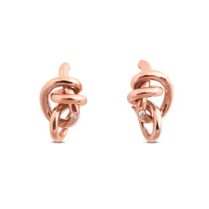 Orecchino Nodi d'Amore in Oro Rosa 9kt e Diamanti Bianchi | Rubinia Gioielli Discount