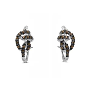 Orecchino Nodi d'Amore in Argento 925 e 28 Diamanti Brown o | Rubinia Gioielli Best