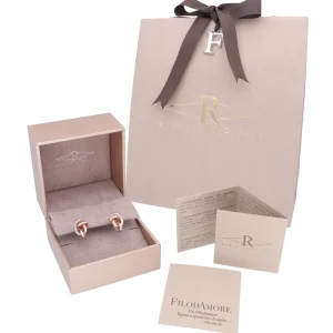 Orecchino Nodi d'Amore in Oro Rosa 9kt e Diamanti Bianchi | Rubinia Gioielli Discount
