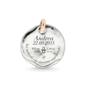 gillo 25 mm in Argento 925 con maglia in Oro Rosa 9 kt | Rubinia Gioielli Online