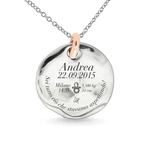 gillo 25 mm in Argento 925 con maglia in Oro Rosa 9 kt | Rubinia Gioielli Online
